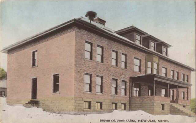 Brown County Poor Farm postcard Colorized real photo postcard showing the residence of the Brown County Poor Farm.