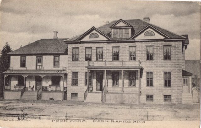 Hubbard County poor farm postcard Real photo postcard in black and white of the Hubbard County Poor Farm.